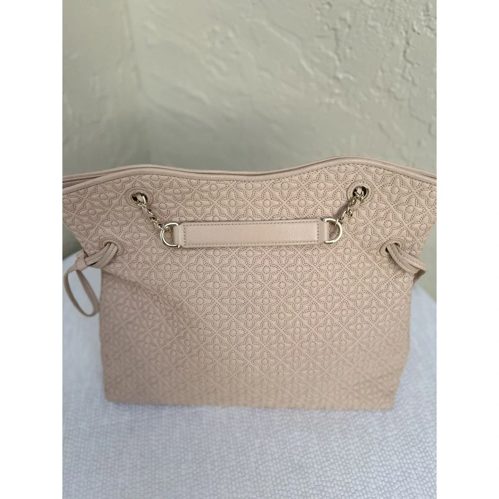 Tory Burch Fleming Soft Quilted Leather Tote Bag Pink Drawstring Shoulder Bag